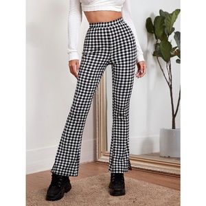 Gingham flare pants